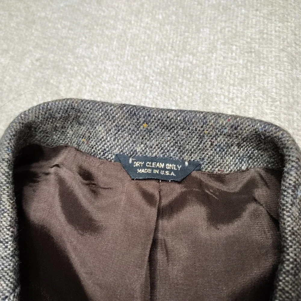 VTG Pagano West Tweed Wool Western Blazer Sport Coat Leather Yoke USA 42L